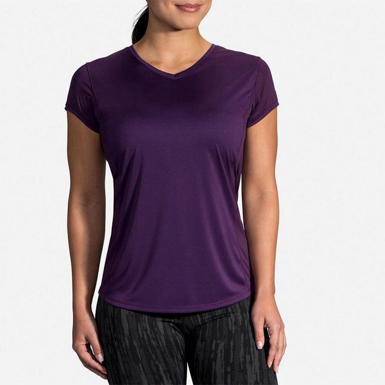 Brooks Stealth Short Sleeve Running Shirt - Women's - Purple (35981-WUIQ)